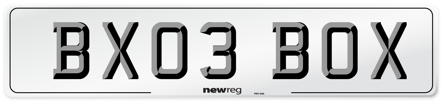 BX03 BOX Number Plate from New Reg